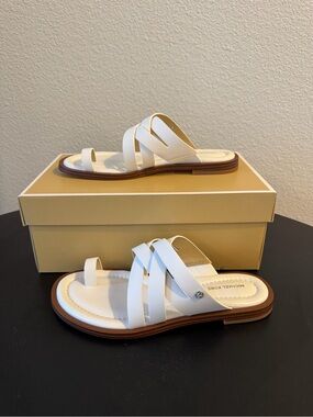 MICHAEL KORS White Leather Nora Sandals